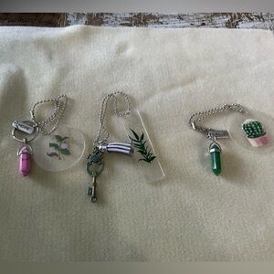 Set of 3 handmade rearview mirror hangars.  Chain is 10”